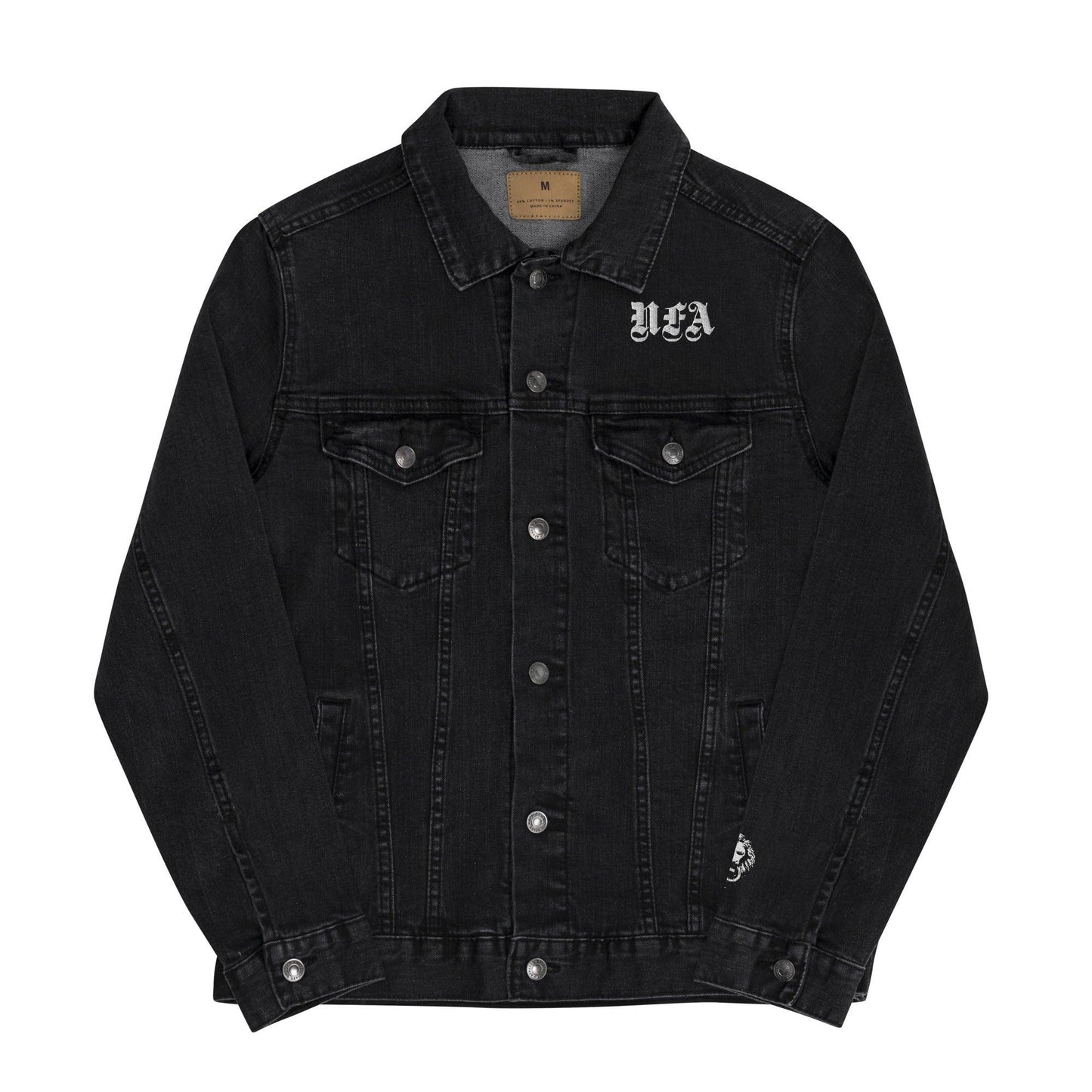 Black Lips Embroidered Denim Jacket - NO FIXED ABODE Punkrock Mens Luxury Streetwear UK