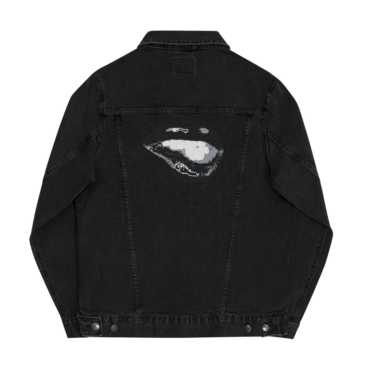 Black Lips Embroidered Denim Jacket - NO FIXED ABODE Punkrock Mens Luxury Streetwear UK