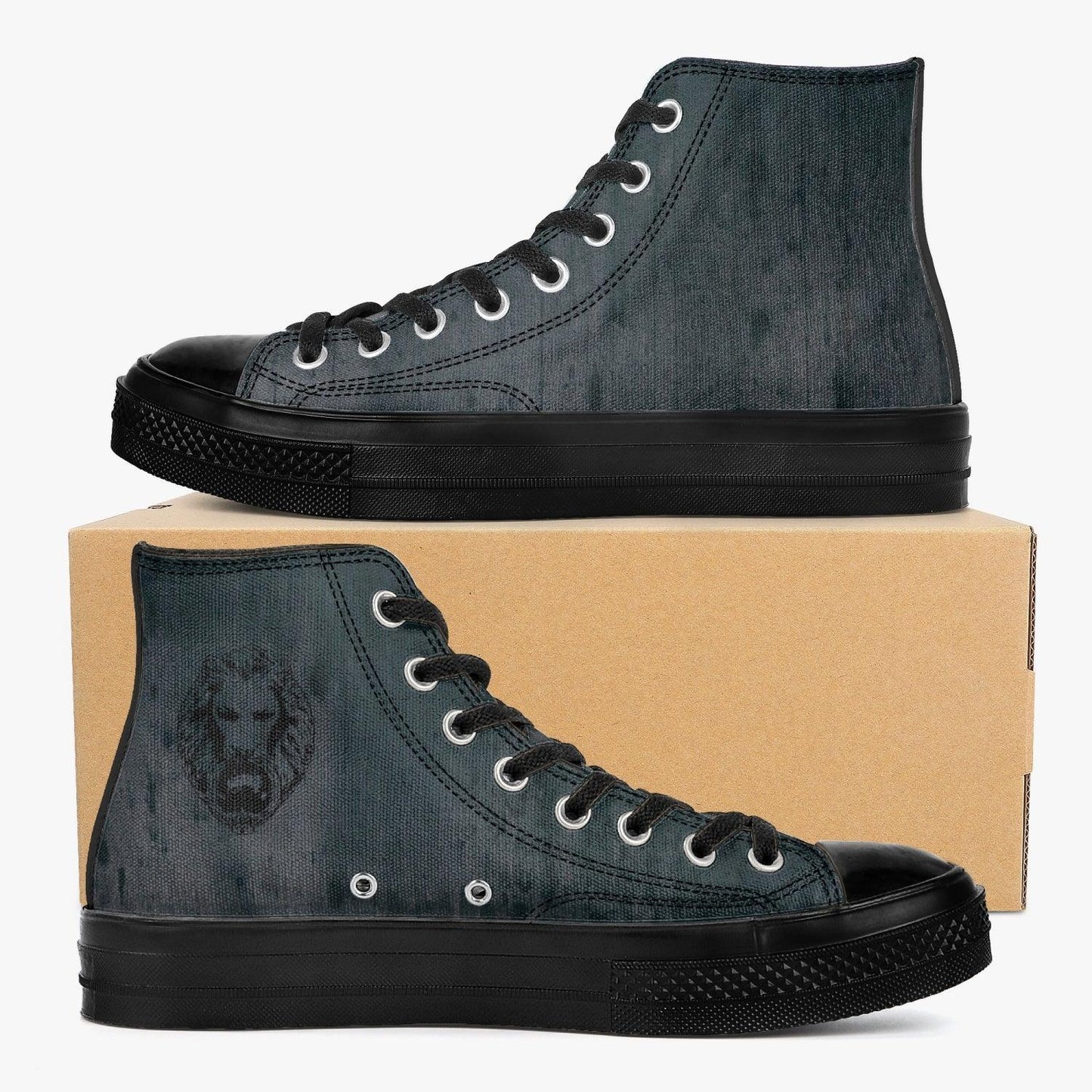 Black Rust High-Top Canvas Shoes - NO FIXED ABODE Punkrock Mens Luxury Streetwear UK