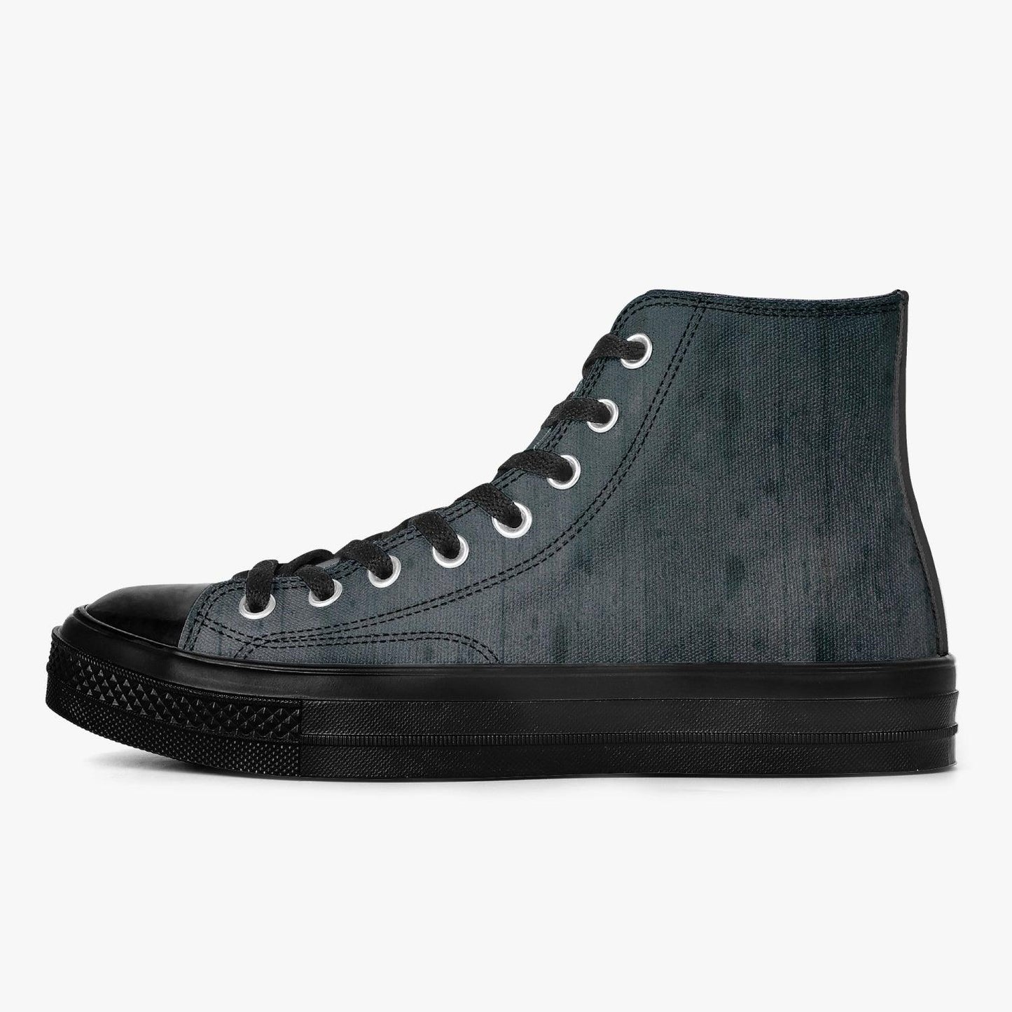 Black Rust High-Top Canvas Shoes - NO FIXED ABODE Punkrock Mens Luxury Streetwear UK