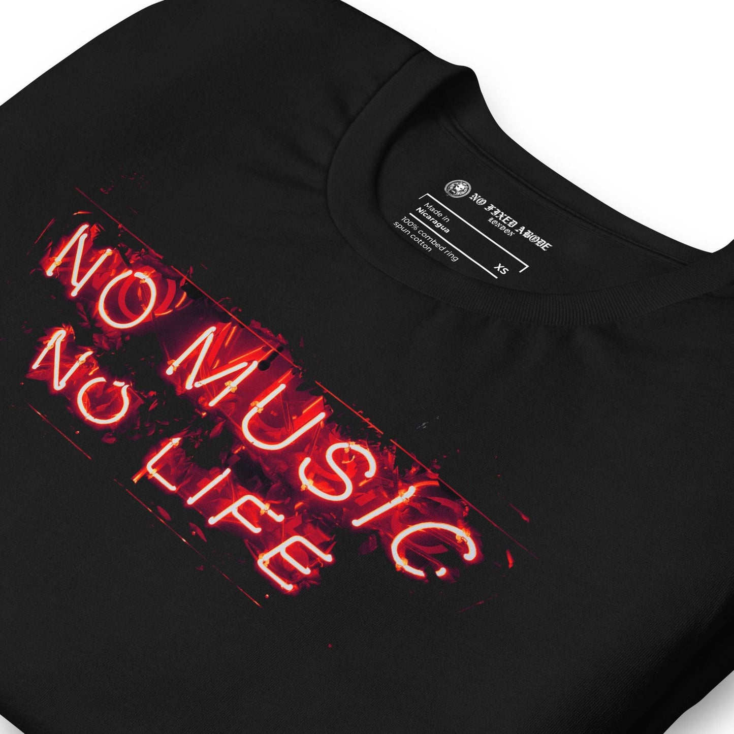 No Music No Life Neon T-shirt - NO FIXED ABODE Punkrock Mens Luxury Streetwear UK