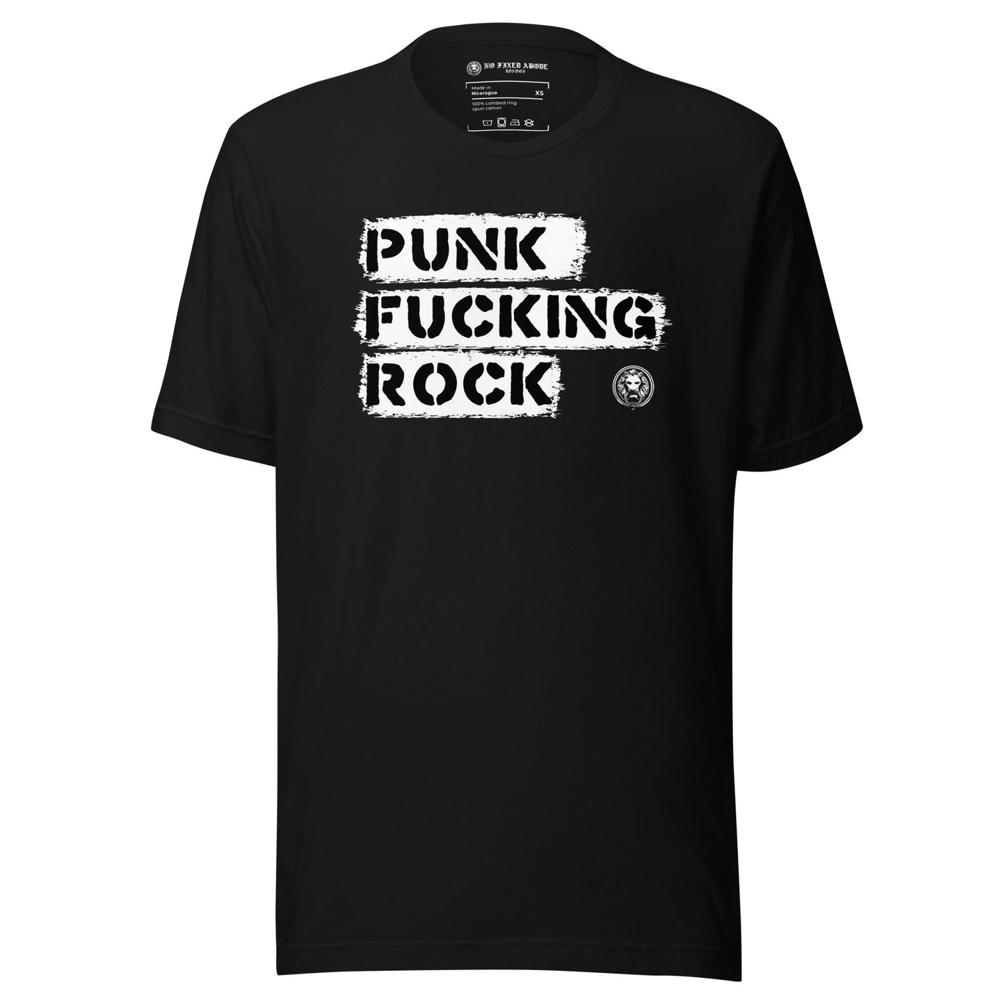 Punk Fucking Rock T-shirt - NO FIXED ABODE Punkrock Mens Luxury Streetwear UK