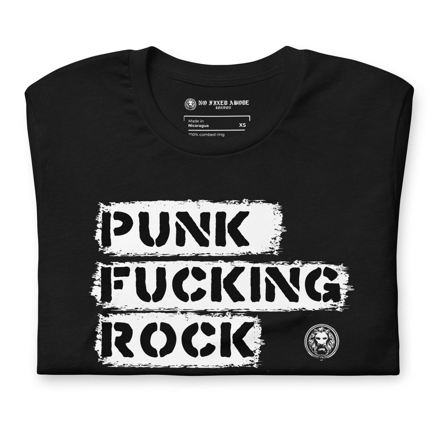 Punk Fucking Rock T-shirt - NO FIXED ABODE Punkrock Mens Luxury Streetwear UK