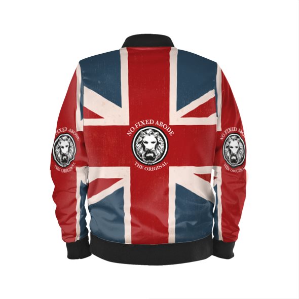 Union Jack luxury Streetwear bomber jacket no fixed abode london clothing mens back