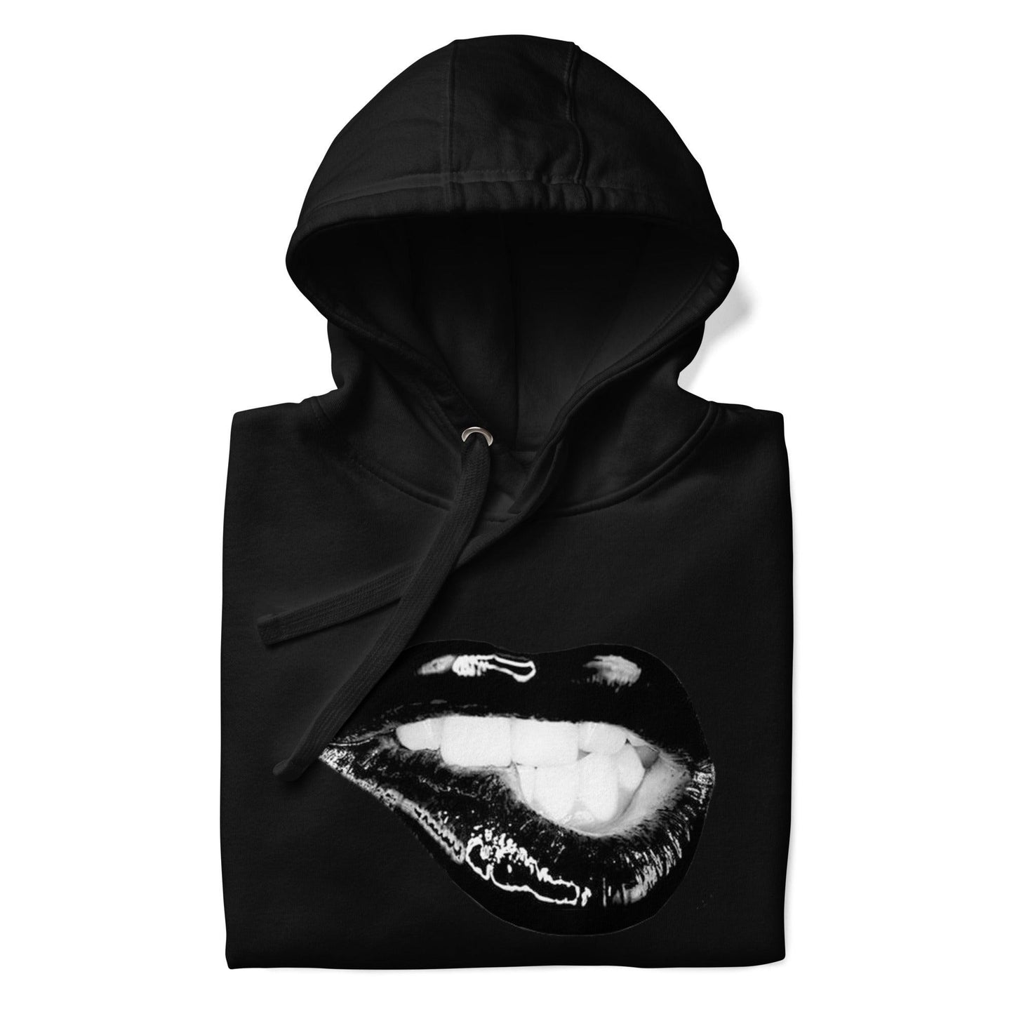 Black Biting Lips Hoodie - NO FIXED ABODE Punkrock Mens Luxury Streetwear UK