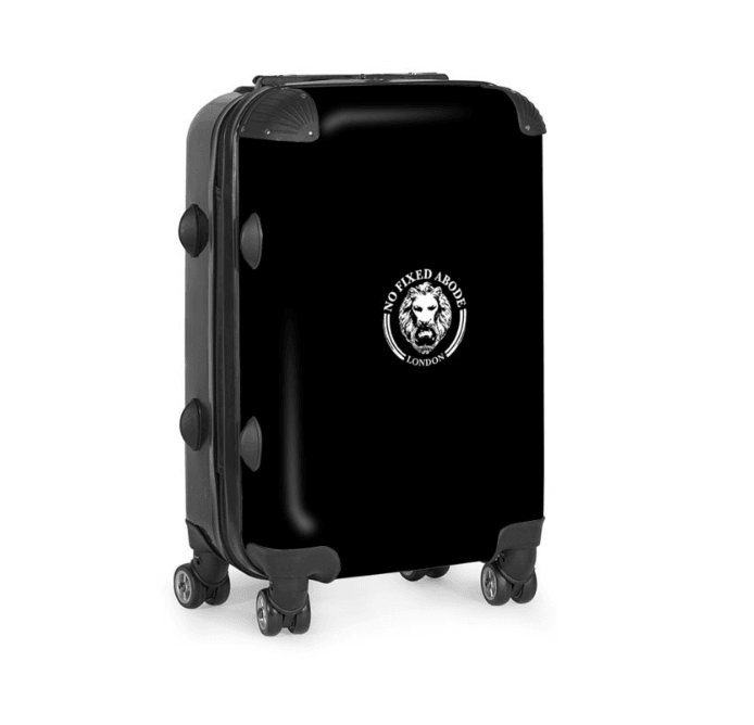 Black Carry on Suitcase - NO FIXED ABODE Punkrock Mens Luxury Streetwear UK