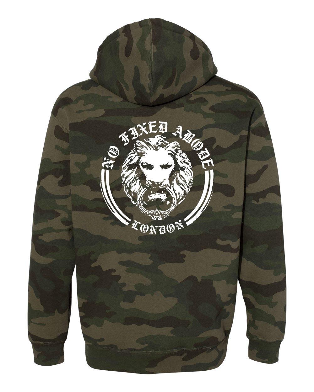 Green Camo Heavyweight Hoodie - NO FIXED ABODE Punkrock Mens Luxury Streetwear UK
