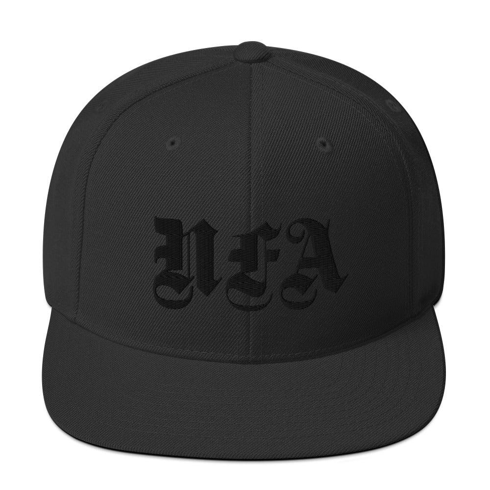 NFA Black Embroidery Snapback Hat - NO FIXED ABODE Punkrock Mens Luxury Streetwear UK