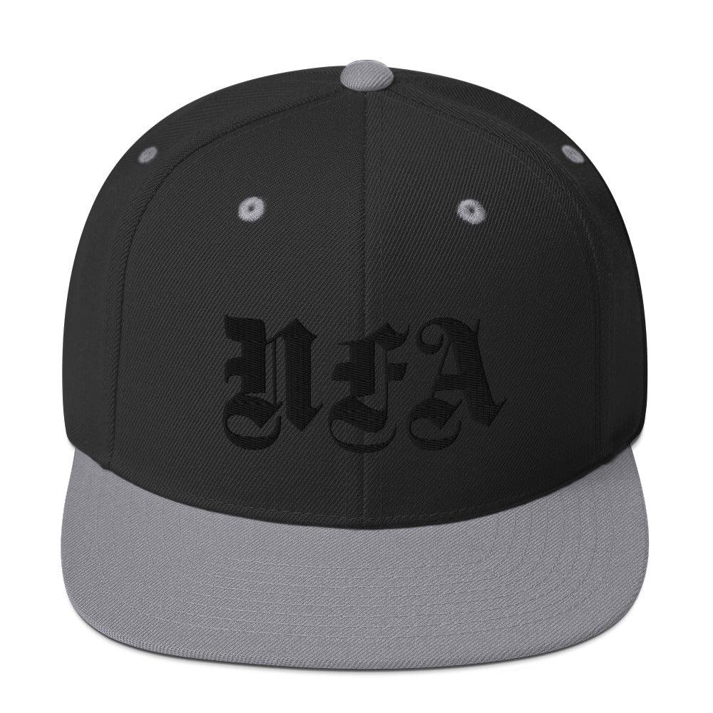 NFA Black Embroidery Snapback Hat - NO FIXED ABODE Punkrock Mens Luxury Streetwear UK