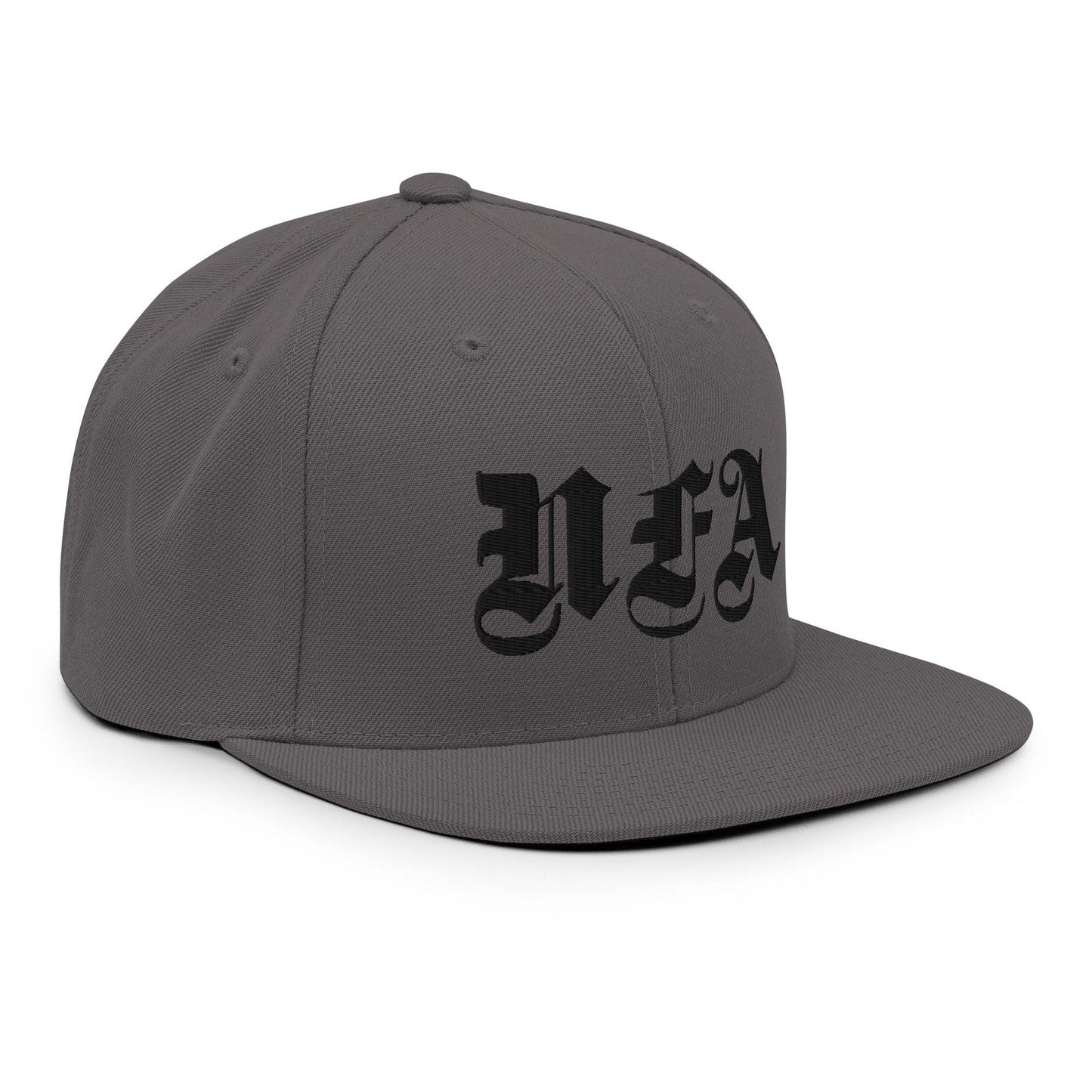 NFA Black Embroidery Snapback Hat - NO FIXED ABODE Punkrock Mens Luxury Streetwear UK