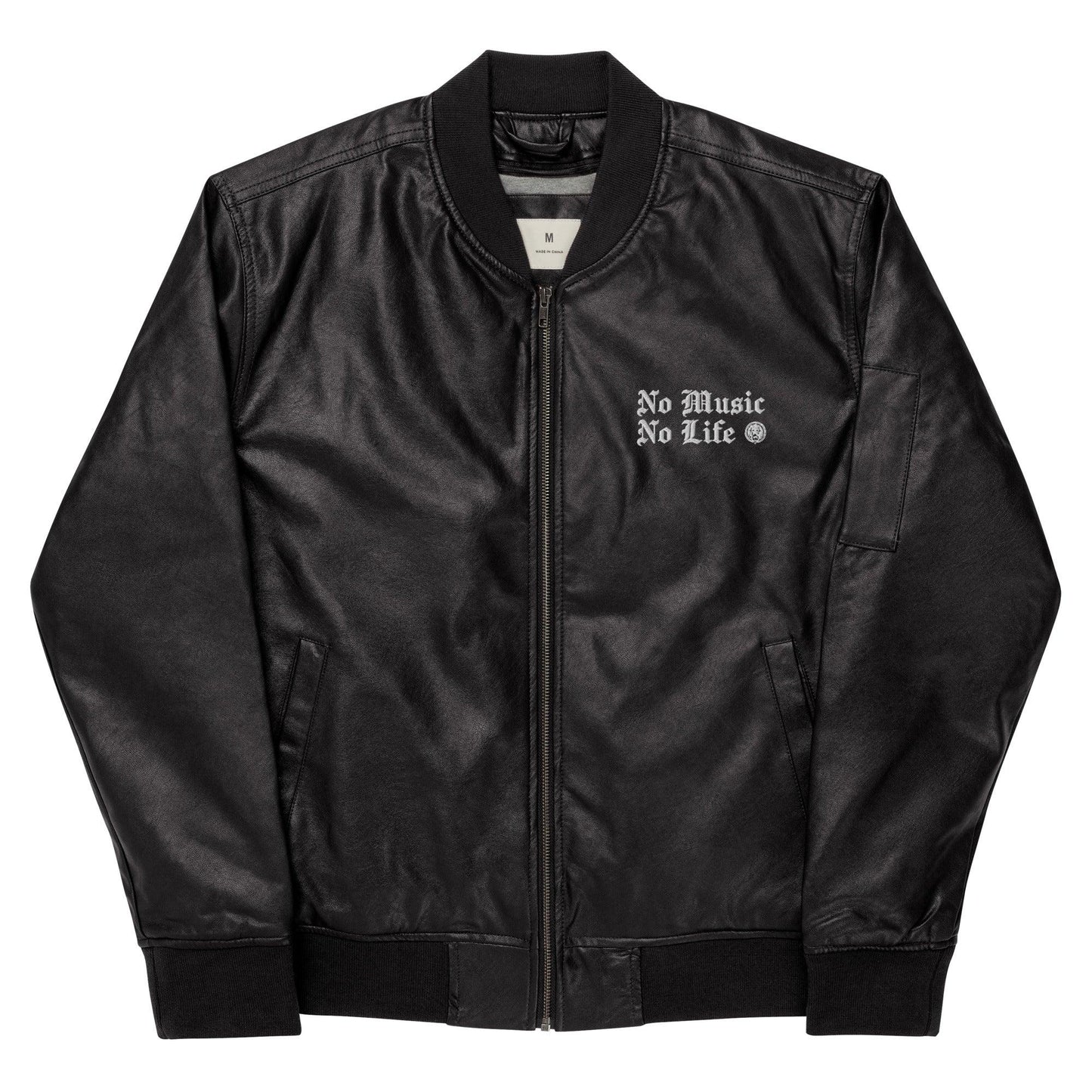 No Music No Life Leather Style Bomber Jacket - NO FIXED ABODE Punkrock Mens Luxury Streetwear UK