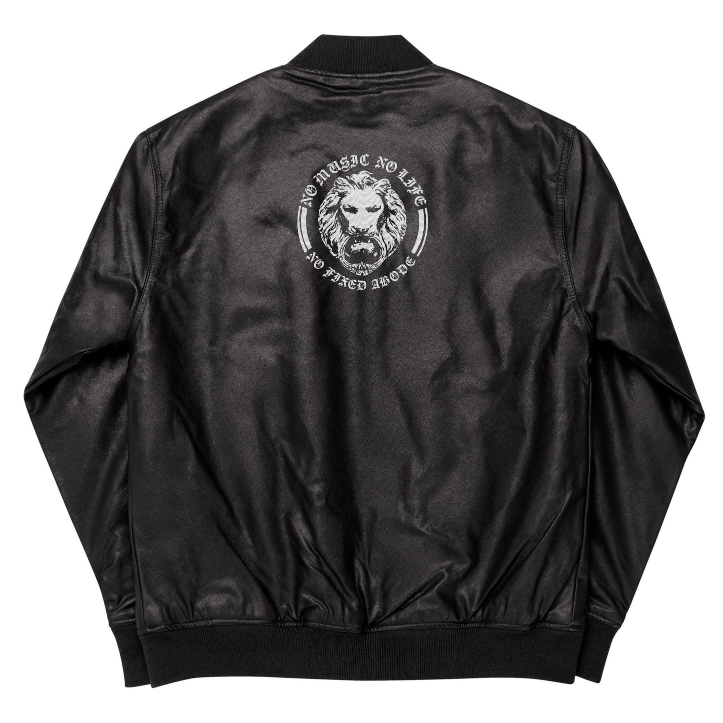 No Music No Life Leather Style Bomber Jacket - NO FIXED ABODE Punkrock Mens Luxury Streetwear UK