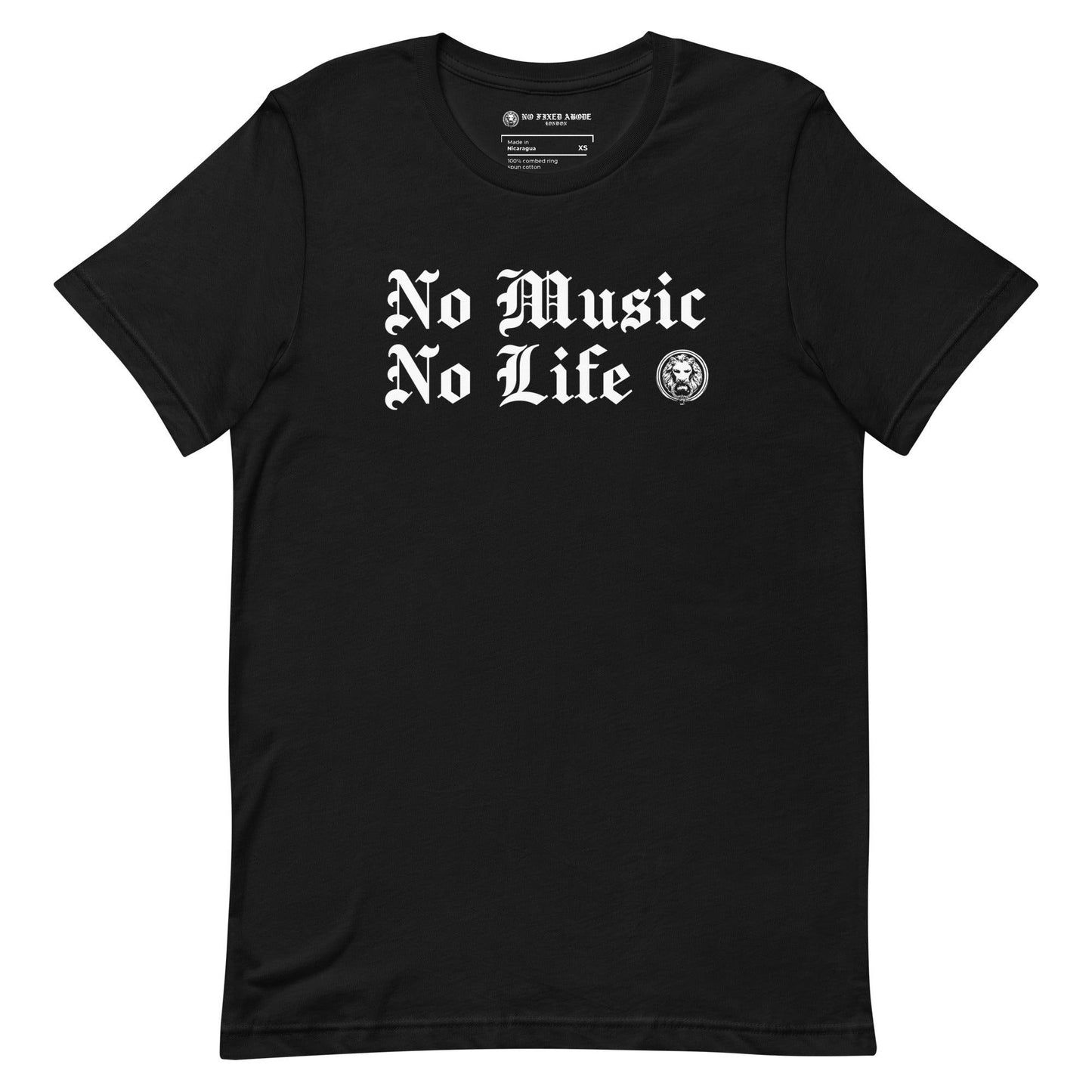 No Music No Life t-shirt - NO FIXED ABODE Punkrock Mens Luxury Streetwear UK