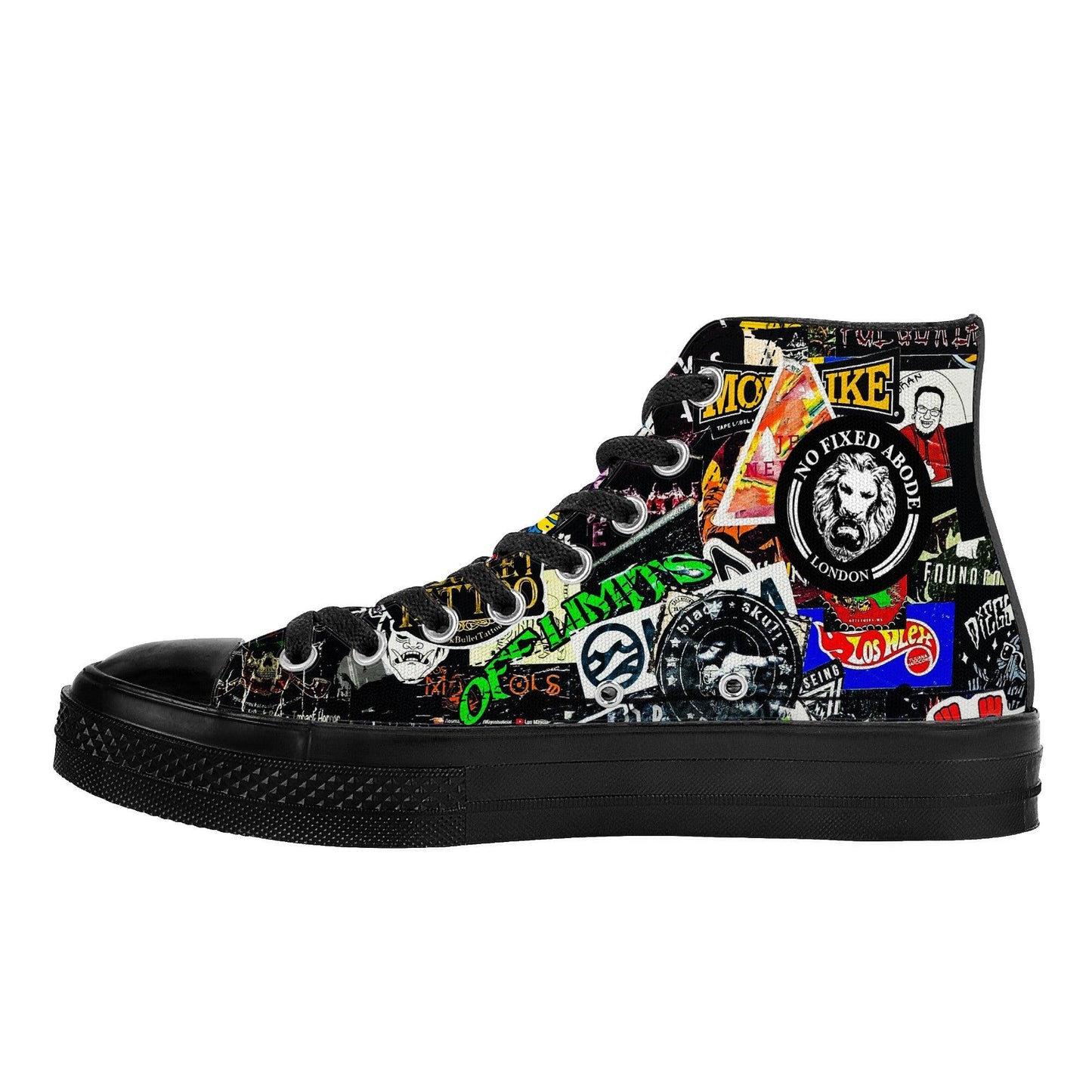 Stickers Canvas Shoes - NO FIXED ABODE Punkrock Mens Luxury Streetwear UK