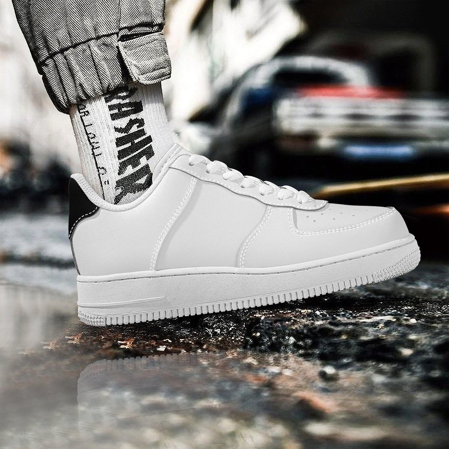 White Lion Low Top Trainers - NO FIXED ABODE Punkrock Mens Luxury Streetwear UK