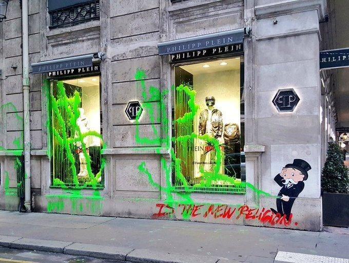 Kidult Vandalizes Philipp Plein’s Paris Store - NO FIXED ABODE Punkrock Mens Luxury Streetwear UK