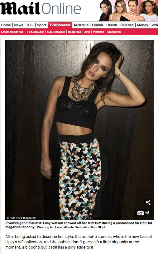 Lucy Watson from Made in Chelsea in our Geometric Midi Skirt - NO FIXED ABODE Punkrock Mens Luxury Streetwear UK
