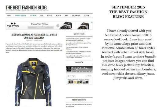 Press feature from The Best Fashion Blog - NO FIXED ABODE Punkrock Mens Luxury Streetwear UK