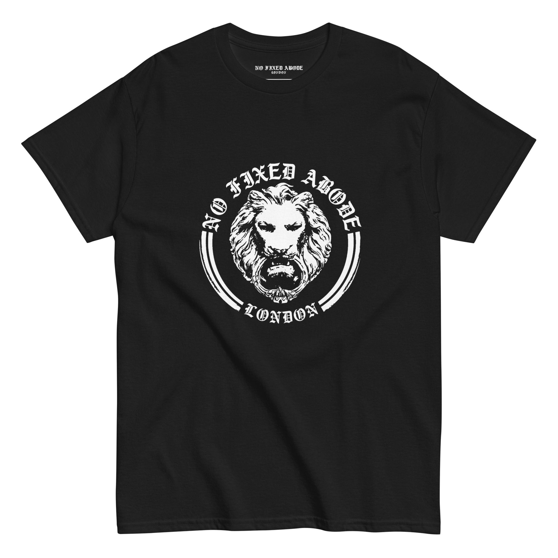 No Fixed Abode Old English Lion tee front flat lay