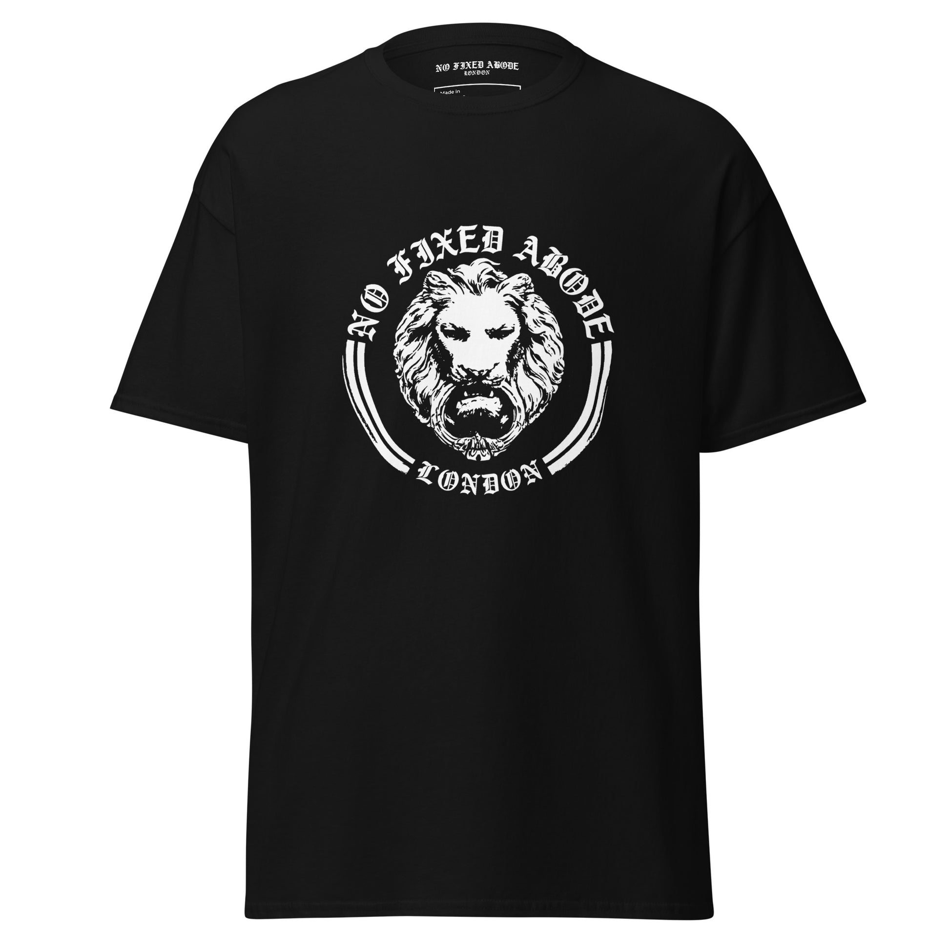 No Fixed Abode Old English Lion tee front mannequin 