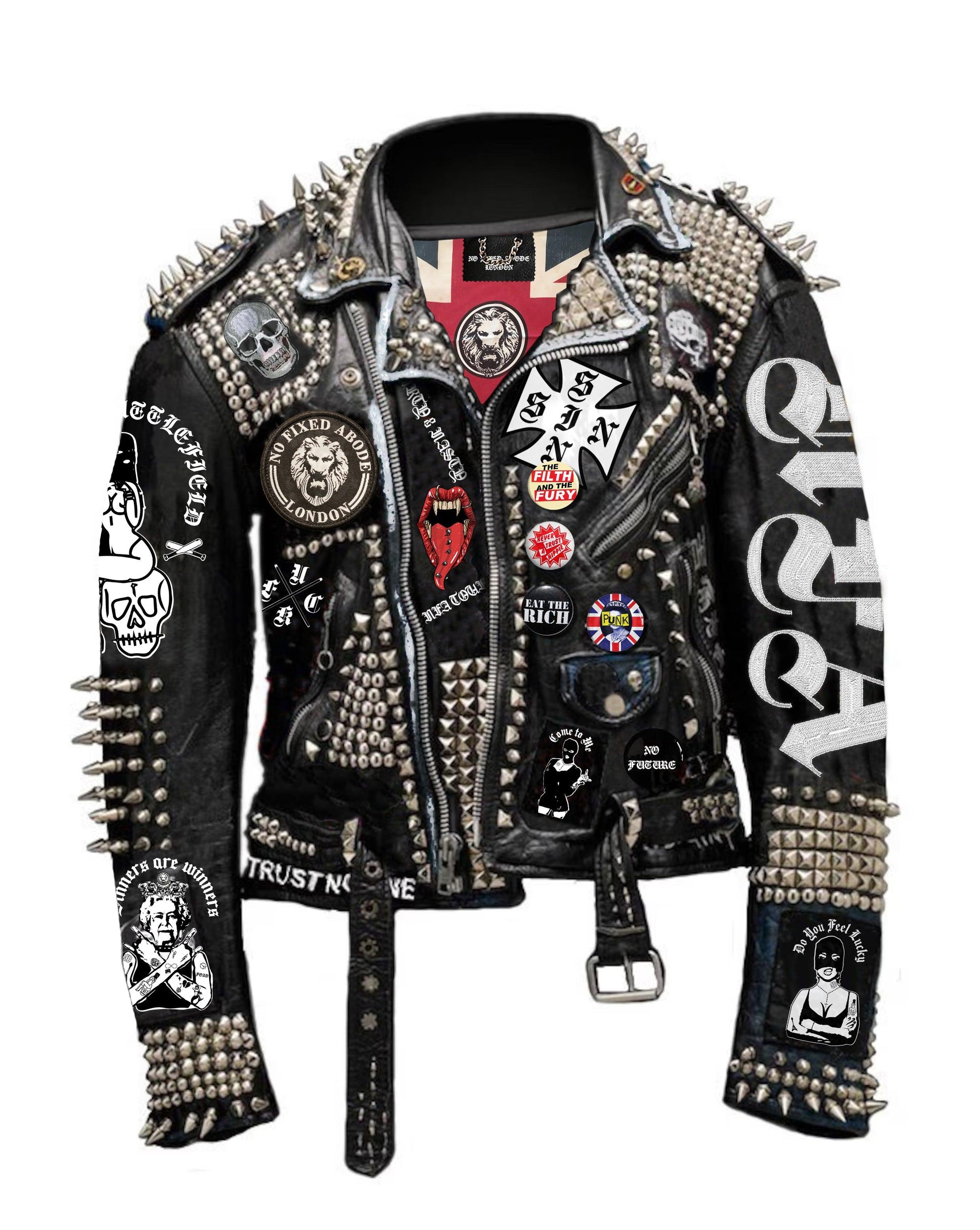The-icon-£20000-Heavy Studded Punk Rock Mens Leather Jacket - NO FIXED ABODE Punkrock Mens Luxury Streetwear UK