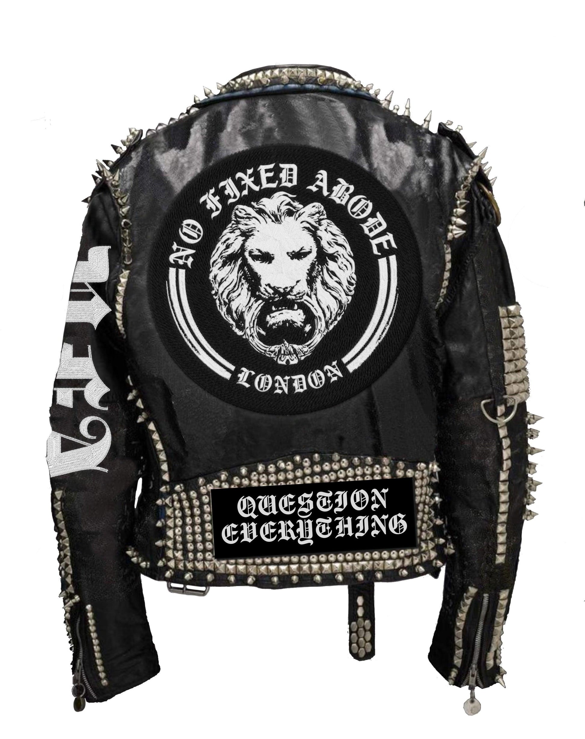 Heavy Studded Punk Rock Mens Leather Jacket - NO FIXED ABODE Punkrock Mens Luxury Streetwear UK
