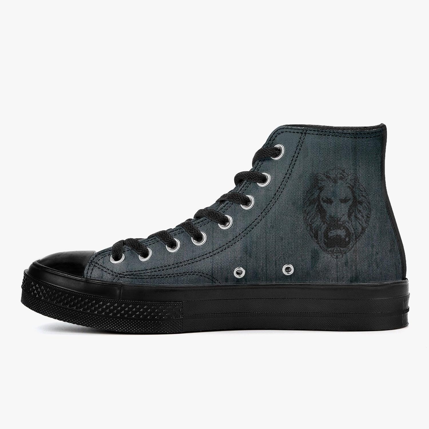 Black Rust High-Top Canvas Shoes - NO FIXED ABODE Punkrock Mens Luxury Streetwear UK