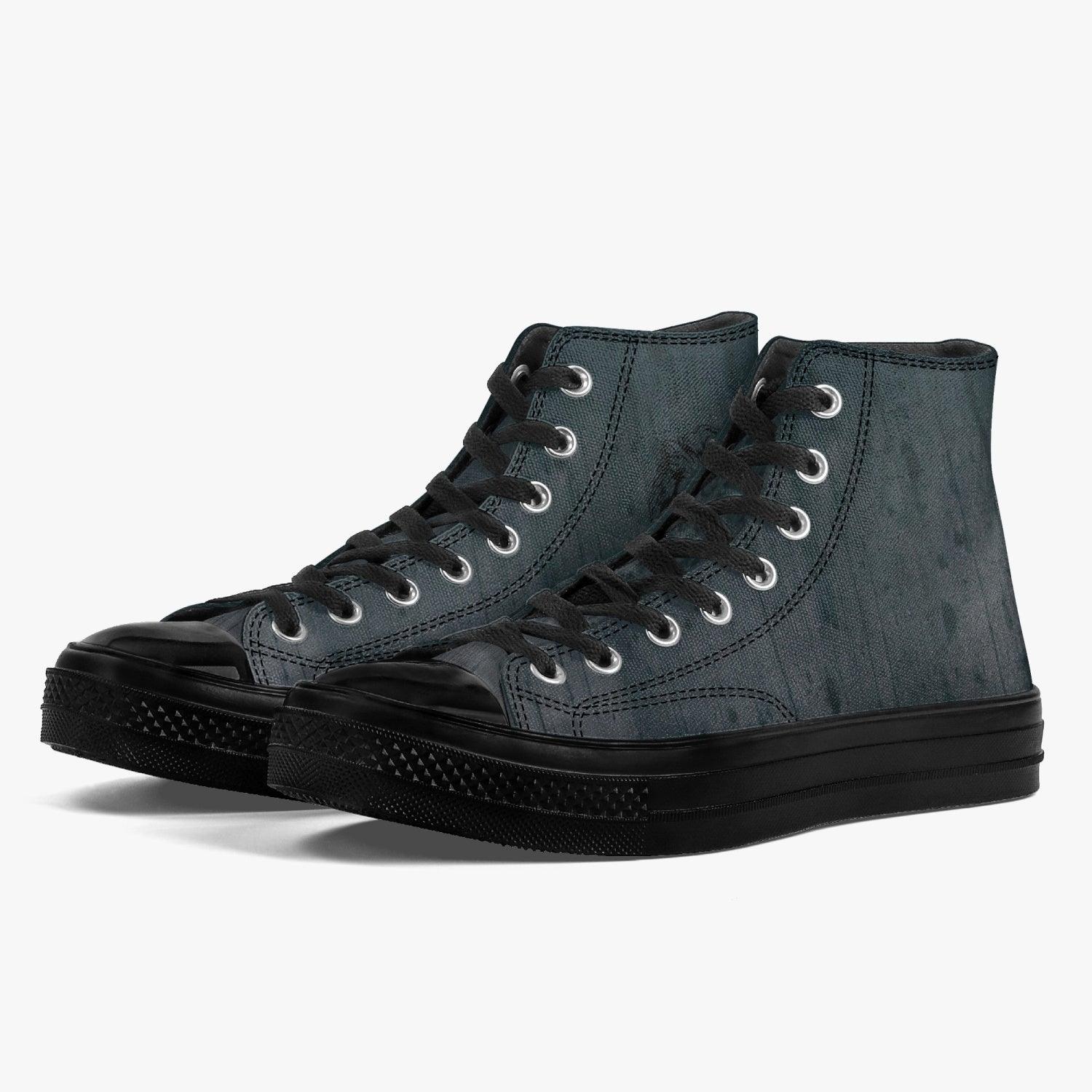 Black Rust High-Top Canvas Shoes - NO FIXED ABODE Punkrock Mens Luxury Streetwear UK