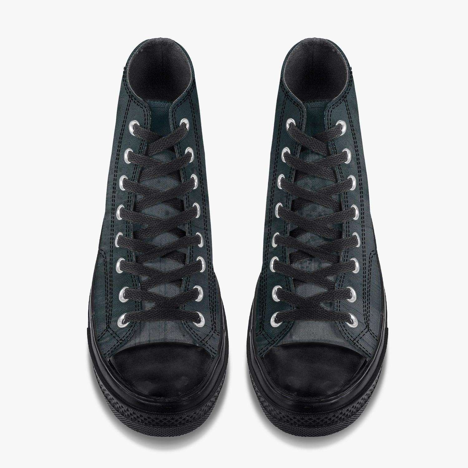Black Rust High-Top Canvas Shoes - NO FIXED ABODE Punkrock Mens Luxury Streetwear UK