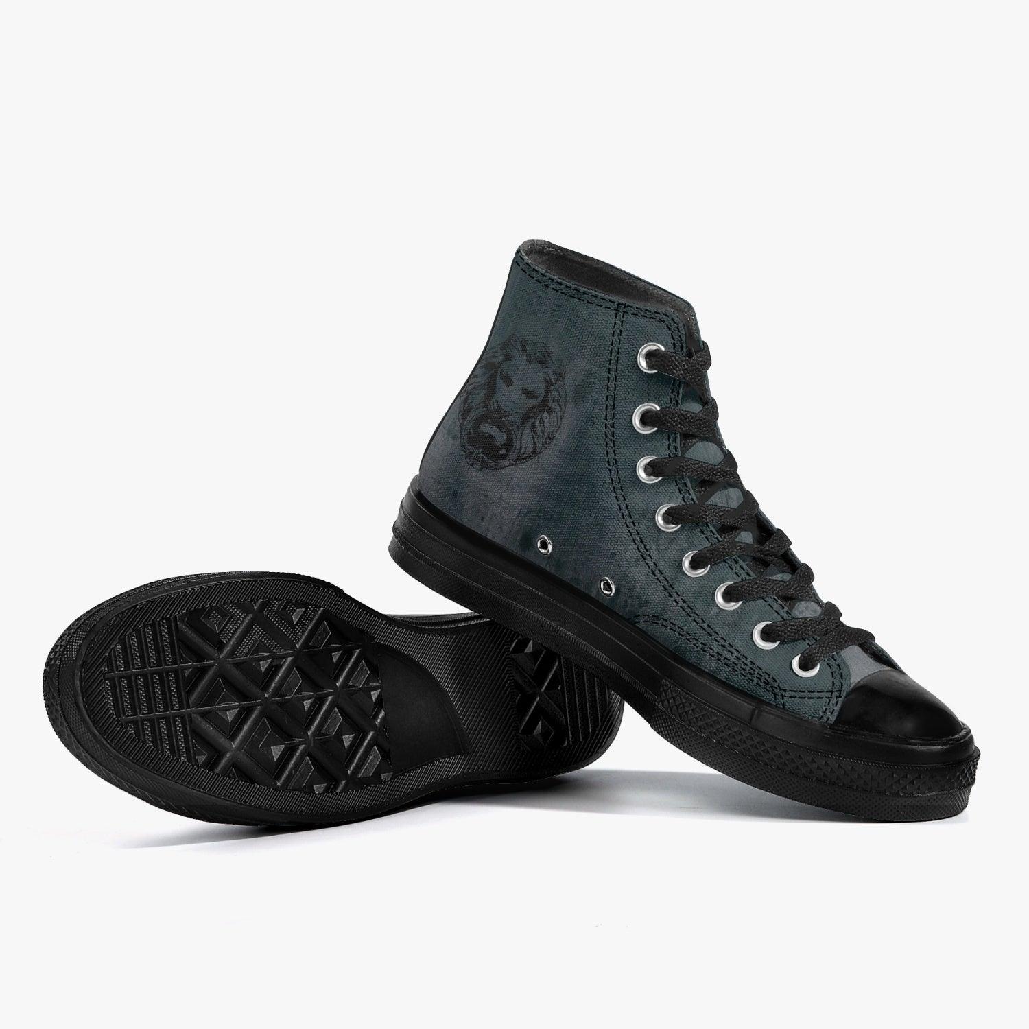 Black Rust High-Top Canvas Shoes - NO FIXED ABODE Punkrock Mens Luxury Streetwear UK