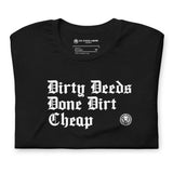 Dirty Deeds Done Dirt Cheap T-shirt - NO FIXED ABODE Punkrock Mens Luxury Streetwear UK