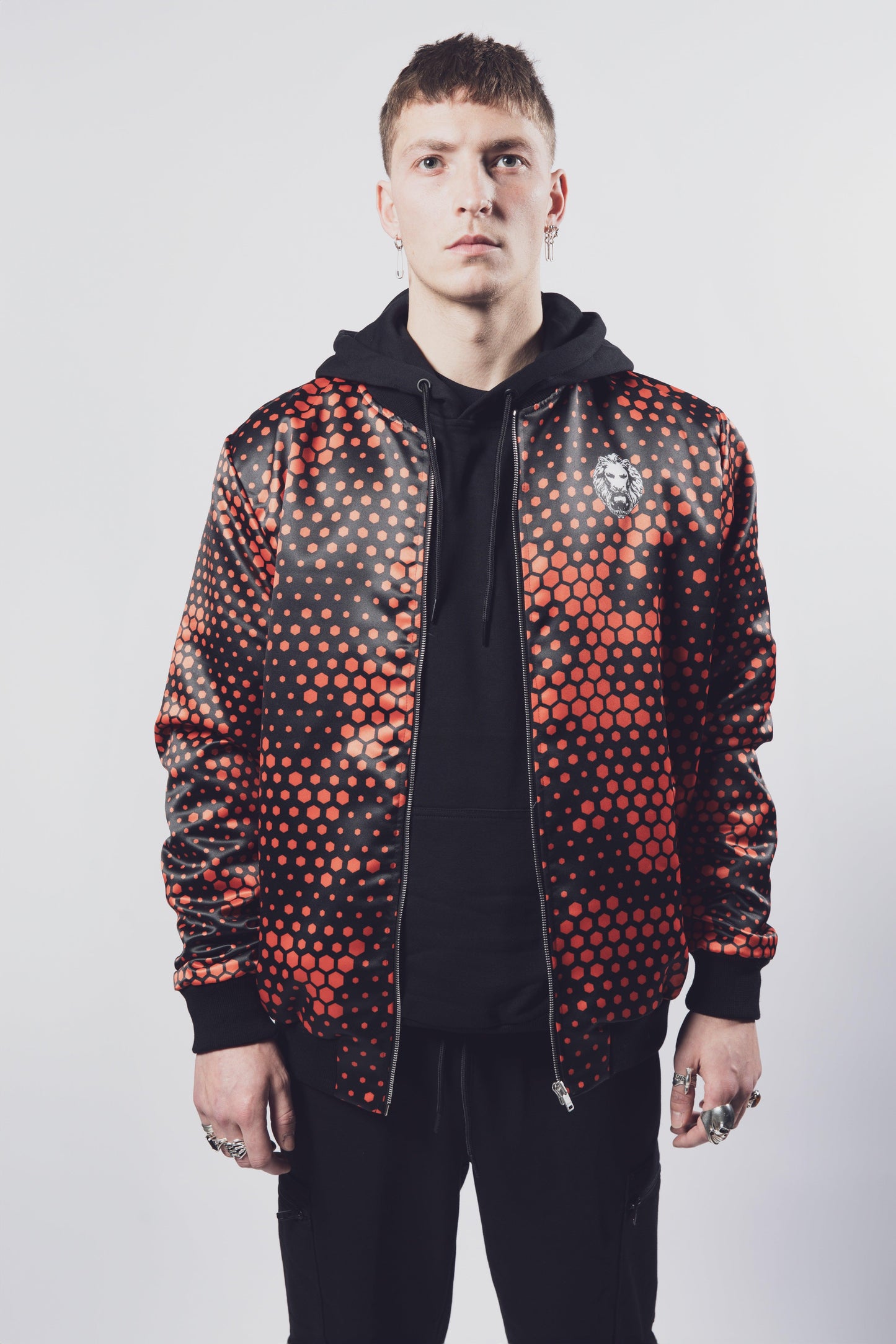 Orange Camo Mens Bomber Jacket - NO FIXED ABODE Punkrock Mens Luxury Streetwear UK