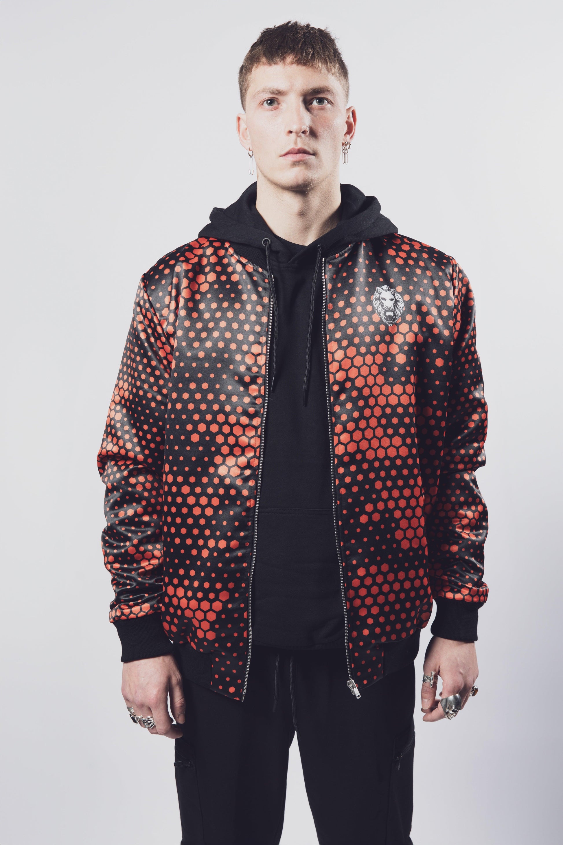Orange Camo Mens Bomber Jacket - NO FIXED ABODE Punkrock Mens Luxury Streetwear UK
