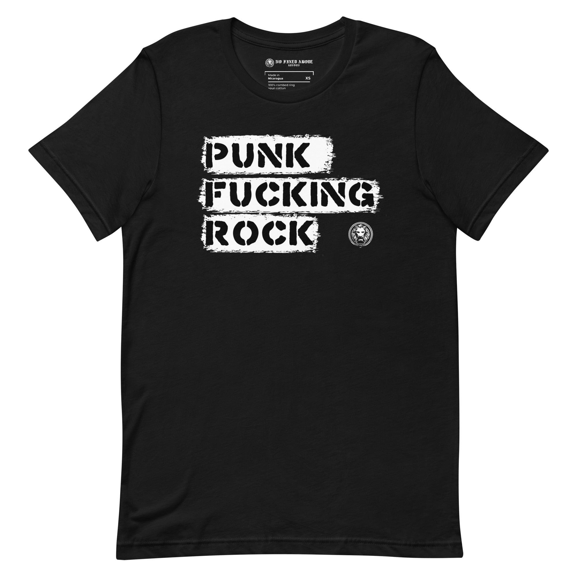 Punk Fucking Rock T-shirt - NO FIXED ABODE Punkrock Mens Luxury Streetwear UK