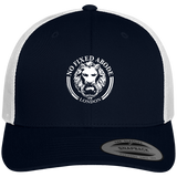No Fixed Abode Embroidered Cap Vintage Retro Trucker Navy White Cap