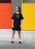 NFA-Streetwear-Black-lion-Womens-No-Fixed-Abode-Lion-front-model-tshirt-dress