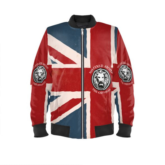 Union Jack luxury Streetwear bomber jacket no fixed abode london clothing mens front