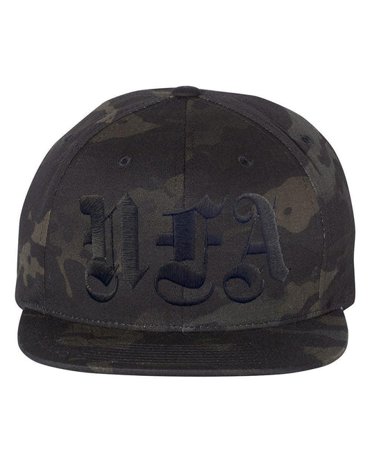 Black Camo NFA Embroidery Snapback - NO FIXED ABODE Punkrock Mens Luxury Streetwear UK