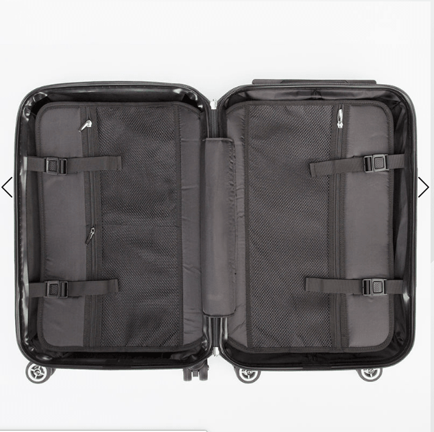 Black Carry on Suitcase - NO FIXED ABODE Punkrock Mens Luxury Streetwear UK