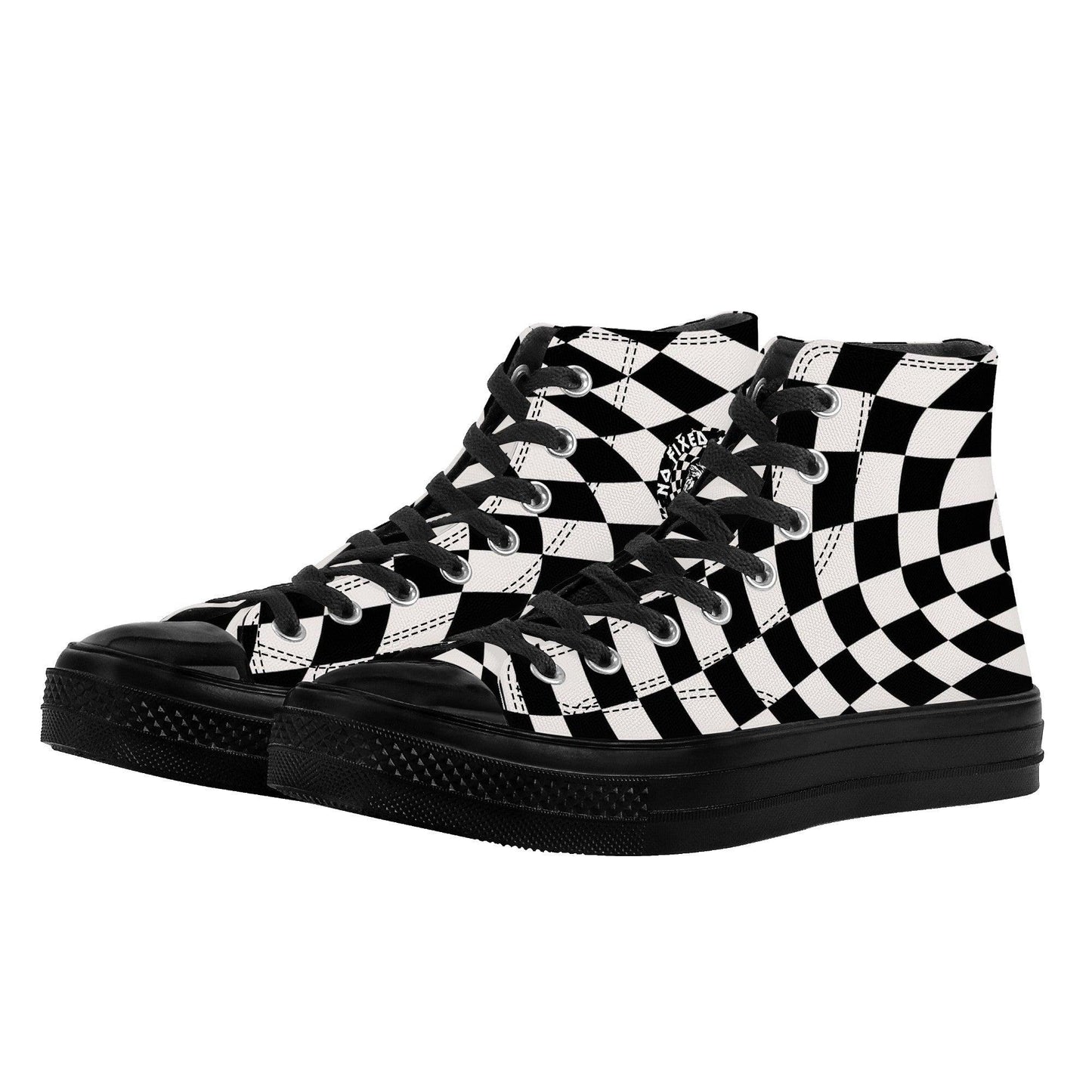 Checkered Hi tops - NO FIXED ABODE Punkrock Mens Luxury Streetwear UK