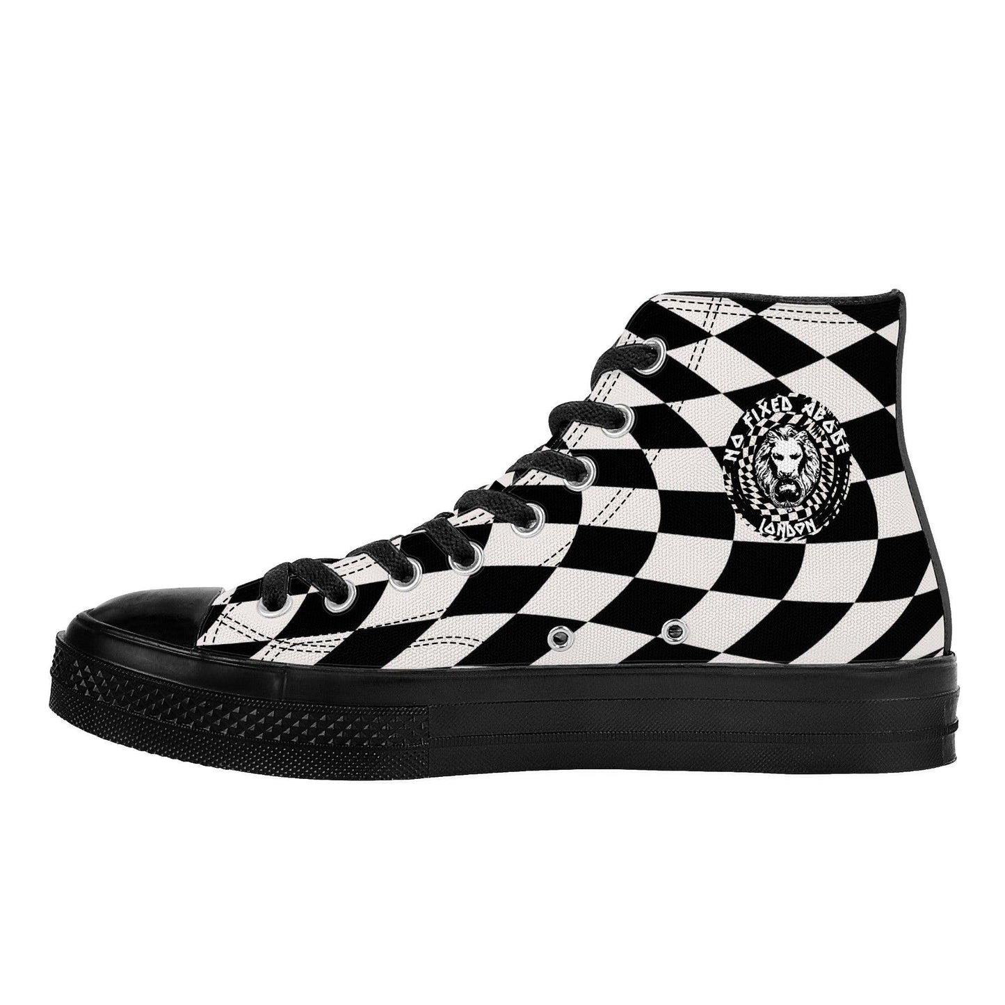 Checkered Hi tops - NO FIXED ABODE Punkrock Mens Luxury Streetwear UK