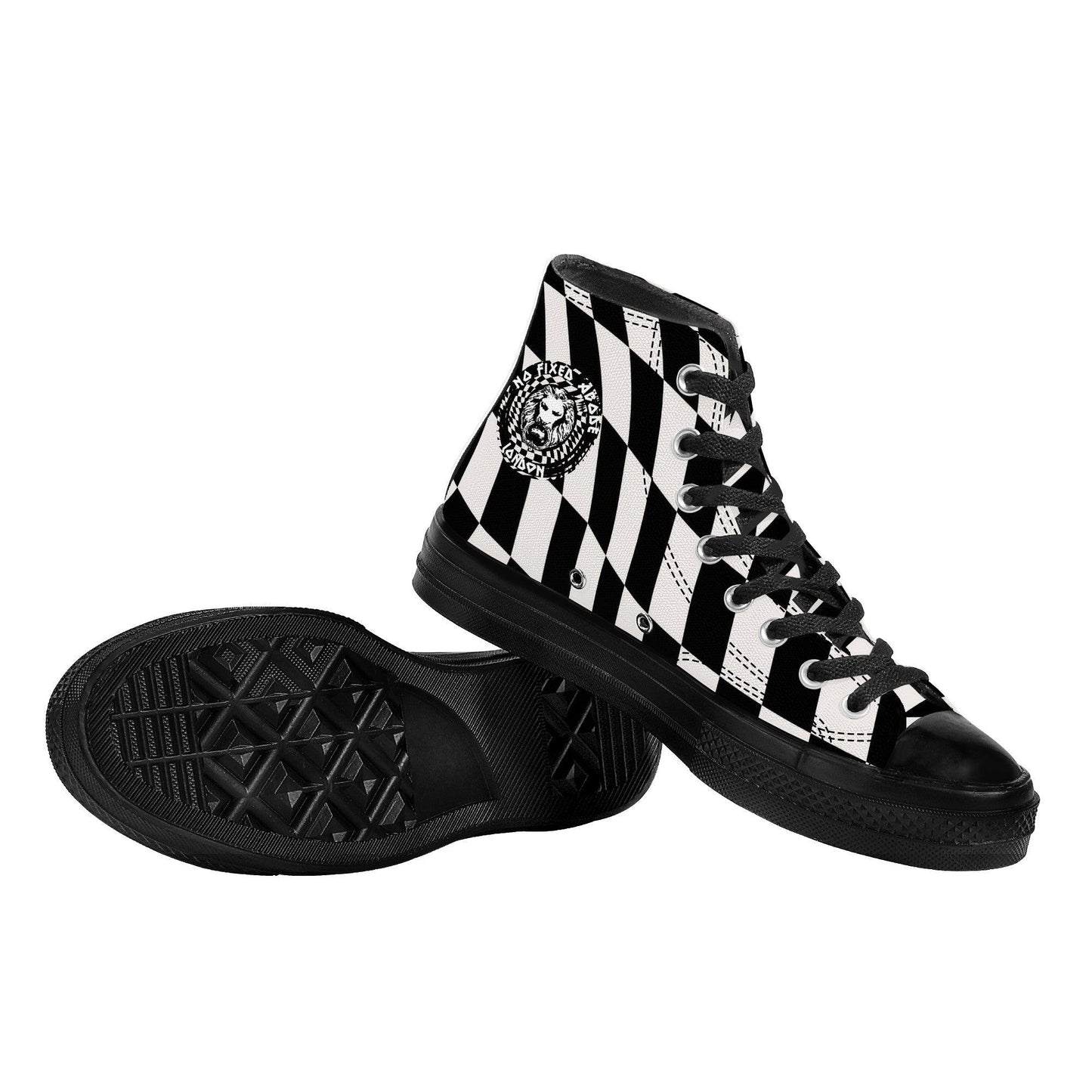 Checkered Hi tops - NO FIXED ABODE Punkrock Mens Luxury Streetwear UK