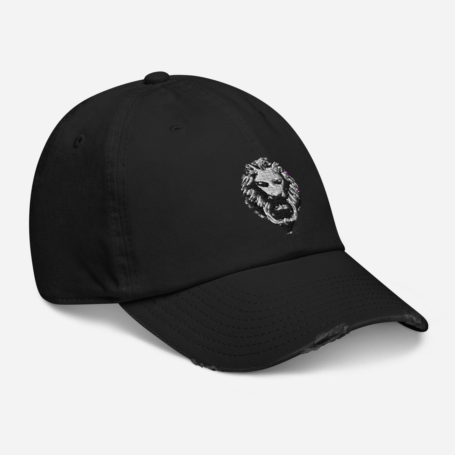 Lion Camo & Black Distressed Cap