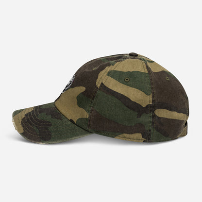 Lion Camo & Black Distressed Cap