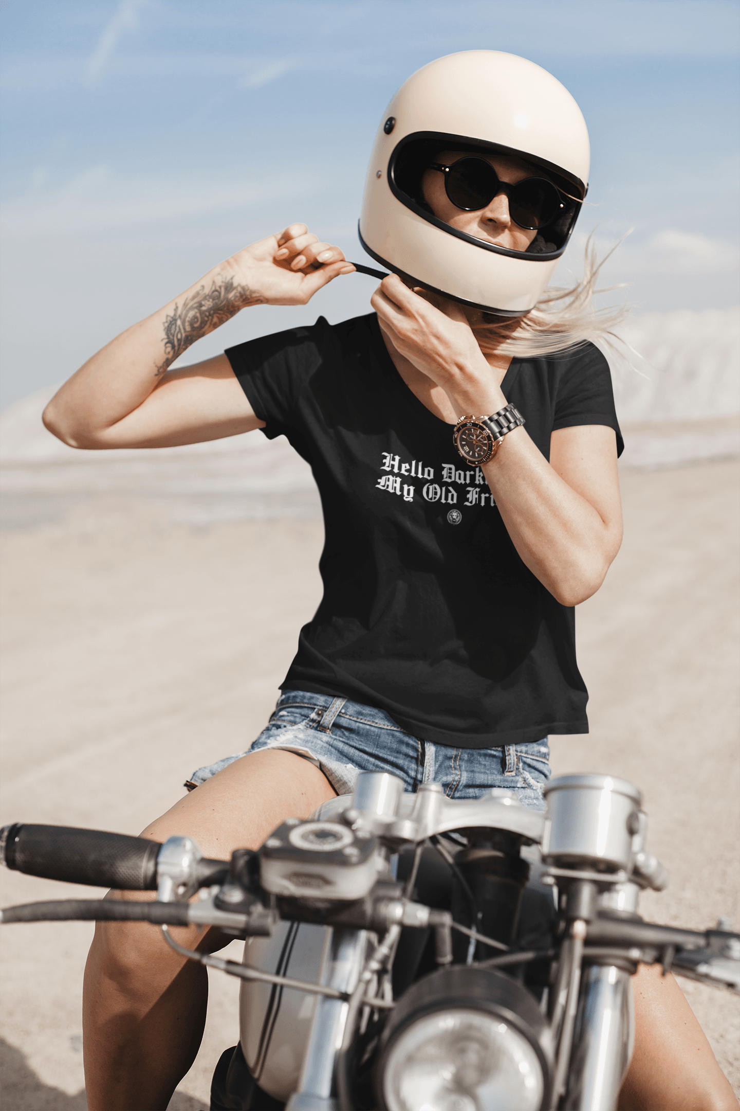 Hello Darkness V-Neck Tee - NO FIXED ABODE Punkrock Mens Luxury Streetwear UK