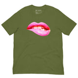Hot Pink Biting Lips T-shirt - NO FIXED ABODE Punkrock Mens Luxury Streetwear UK
