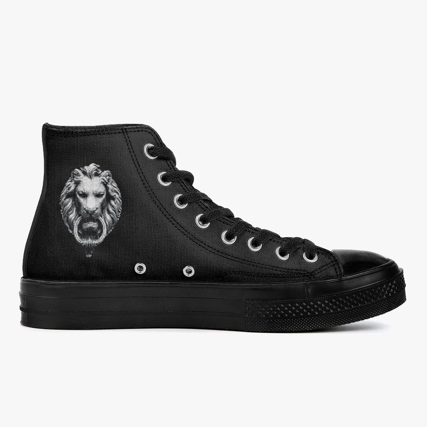 Lion Black High-Tops - NO FIXED ABODE Punkrock Mens Luxury Streetwear UK