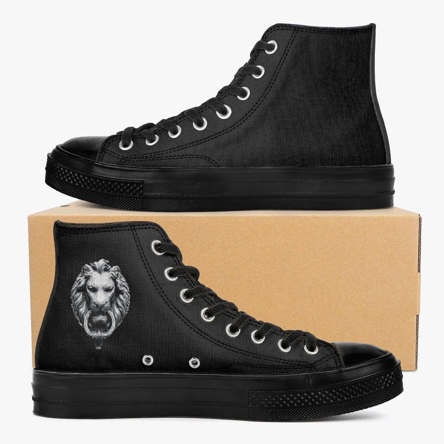 Lion Black High-Tops - NO FIXED ABODE Punkrock Mens Luxury Streetwear UK