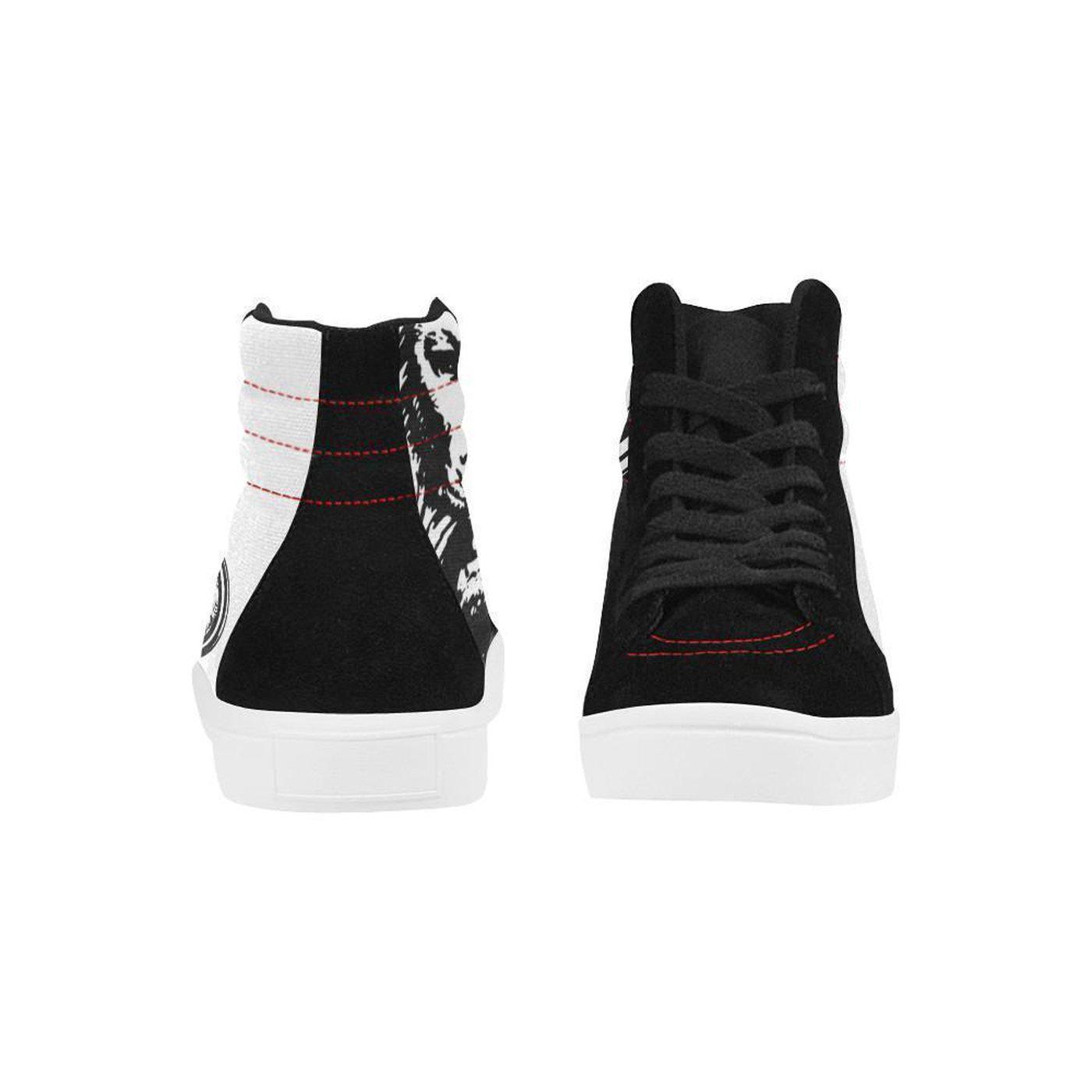 Mens Black & White Skate High Tops - NO FIXED ABODE Punkrock Mens Luxury Streetwear UK