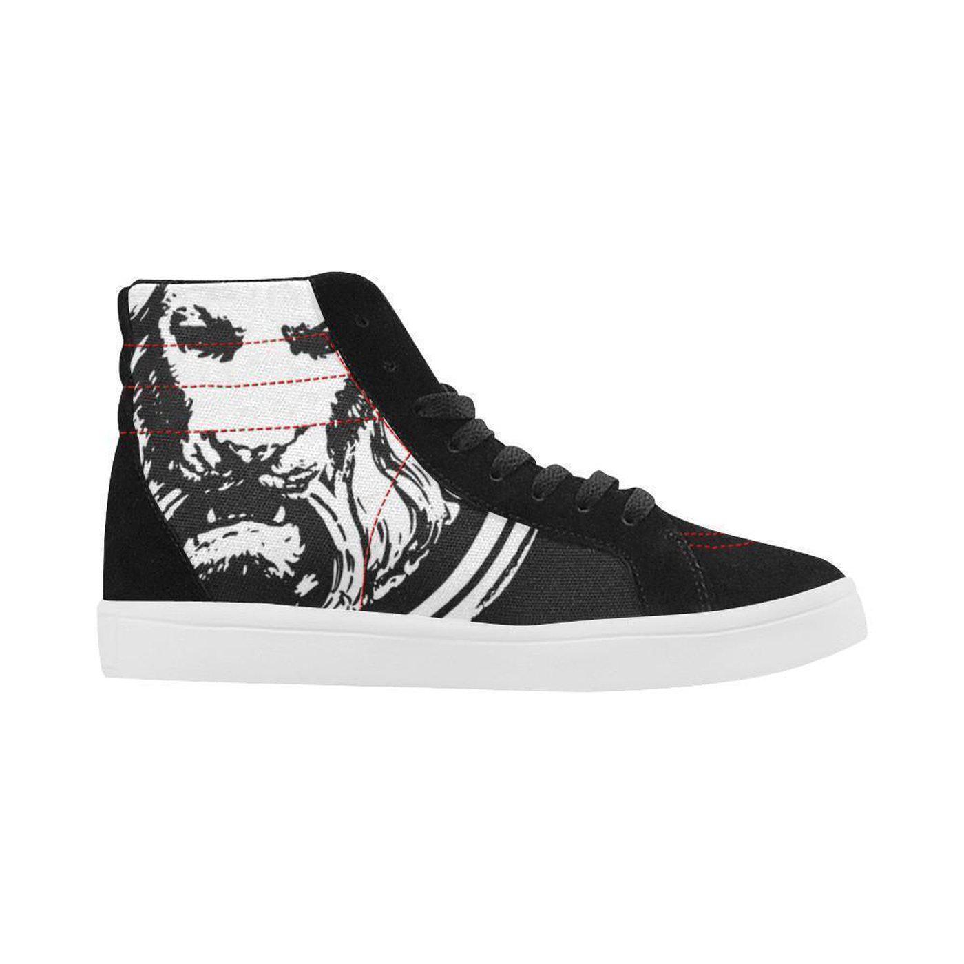 Mens Black & White Skate High Tops - NO FIXED ABODE Punkrock Mens Luxury Streetwear UK